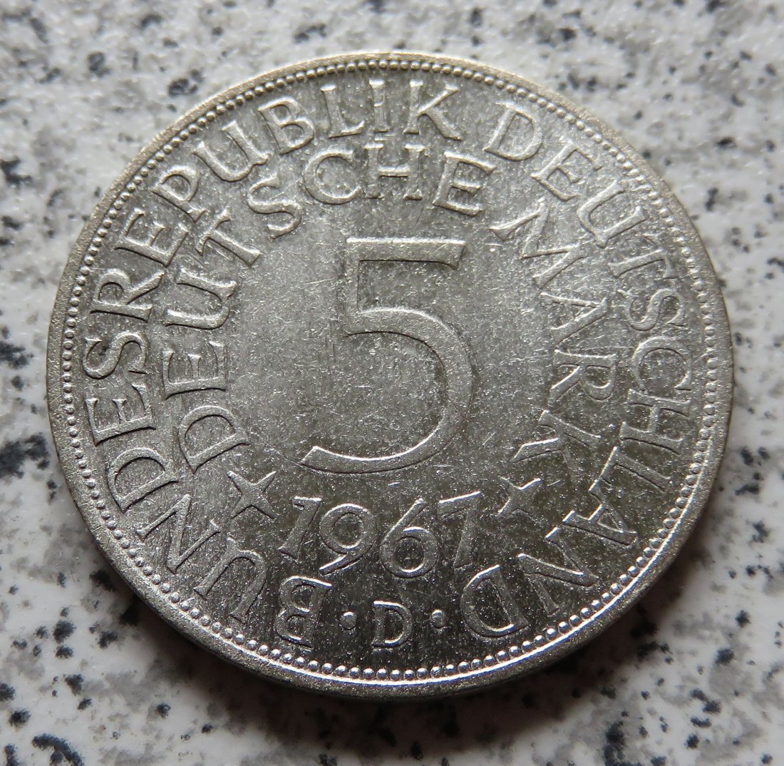  BRD 5 DM 1967 D (Heiermann oder Silberadler)   