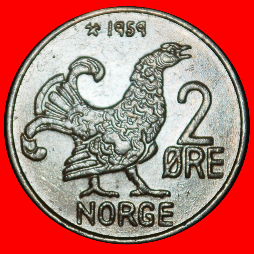  Ⰶ BIRD (1958-1972): NORWAY ★ 2 ORE 1959! OLAV V (1957-1991) DISCOVERY COIN!★ LOW START ★ NO RESERVE!   