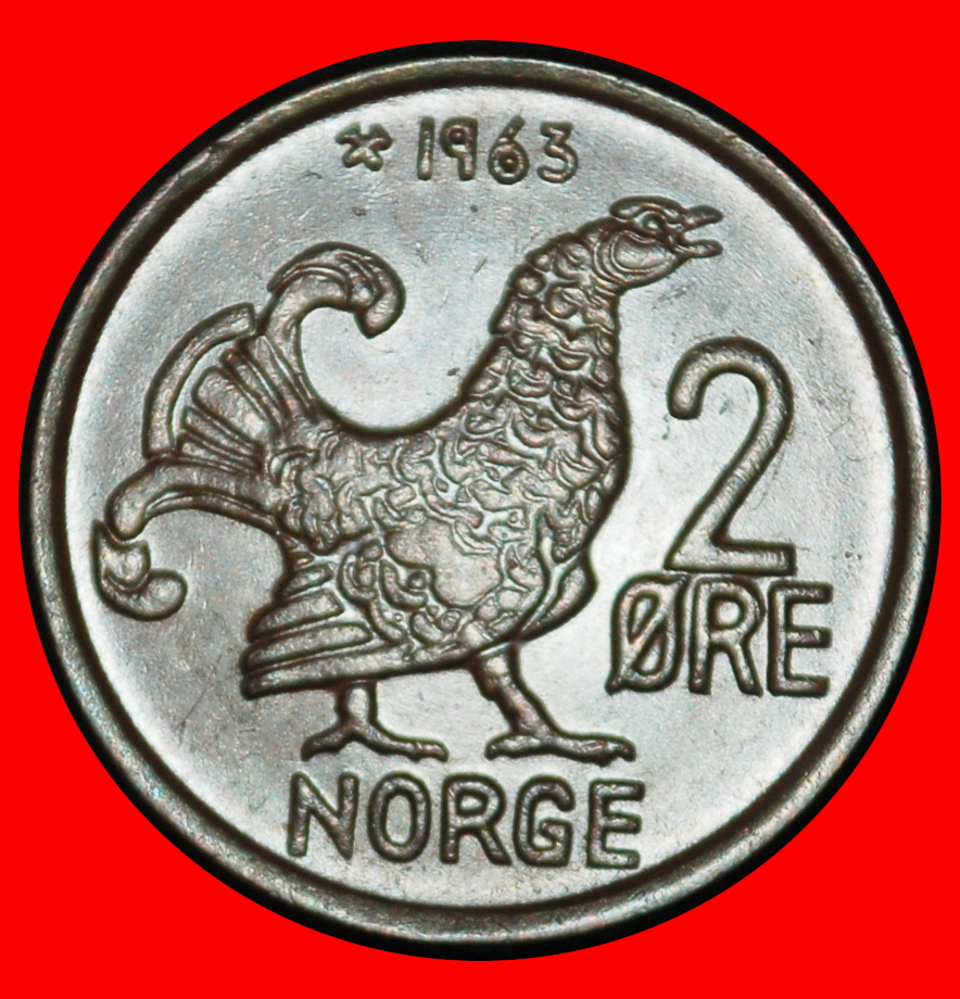 Ⰶ VOGEL (1958-1972): NORWEGEN ★ 2 OERE 1963! OLAV V. (1957-1991) ENTDECKUNG MÜNZE!★OHNE VORBEHALT!