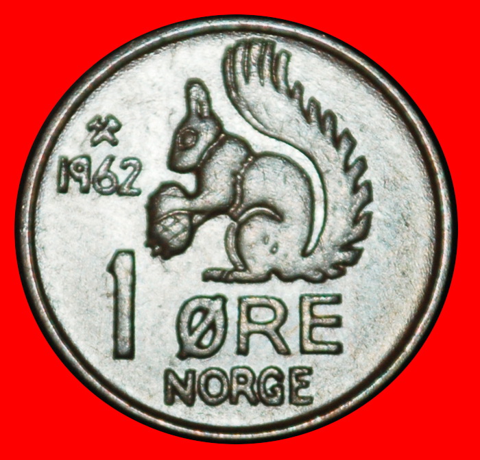 Ⰶ SQUIRREL (1958-1972): NORWAY ★ 1 ORE 1962! OLAV V (1957-1991)★ LOW START ★ NO RESERVE!