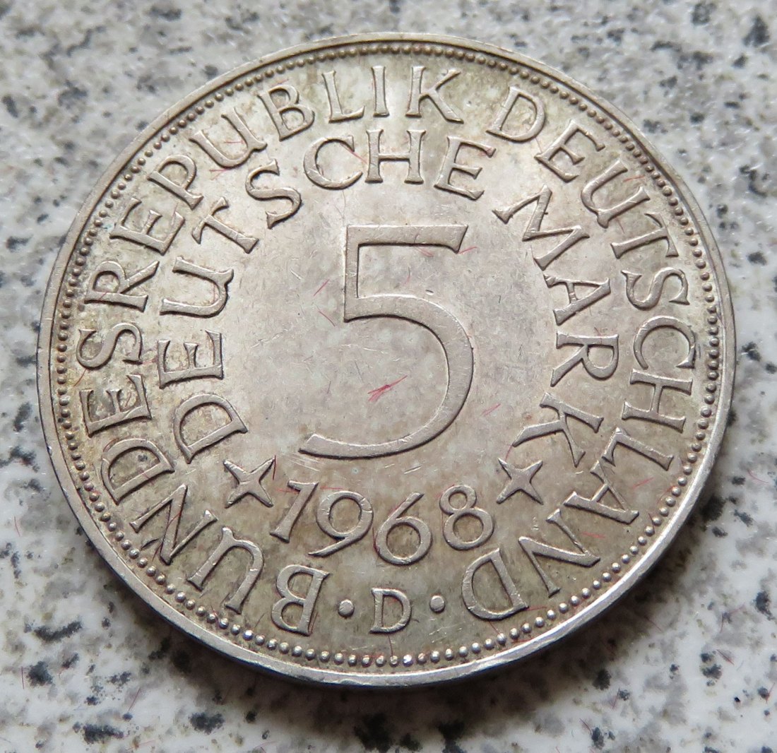  BRD 5 DM 1968 D (Heiermann oder Silberadler)   