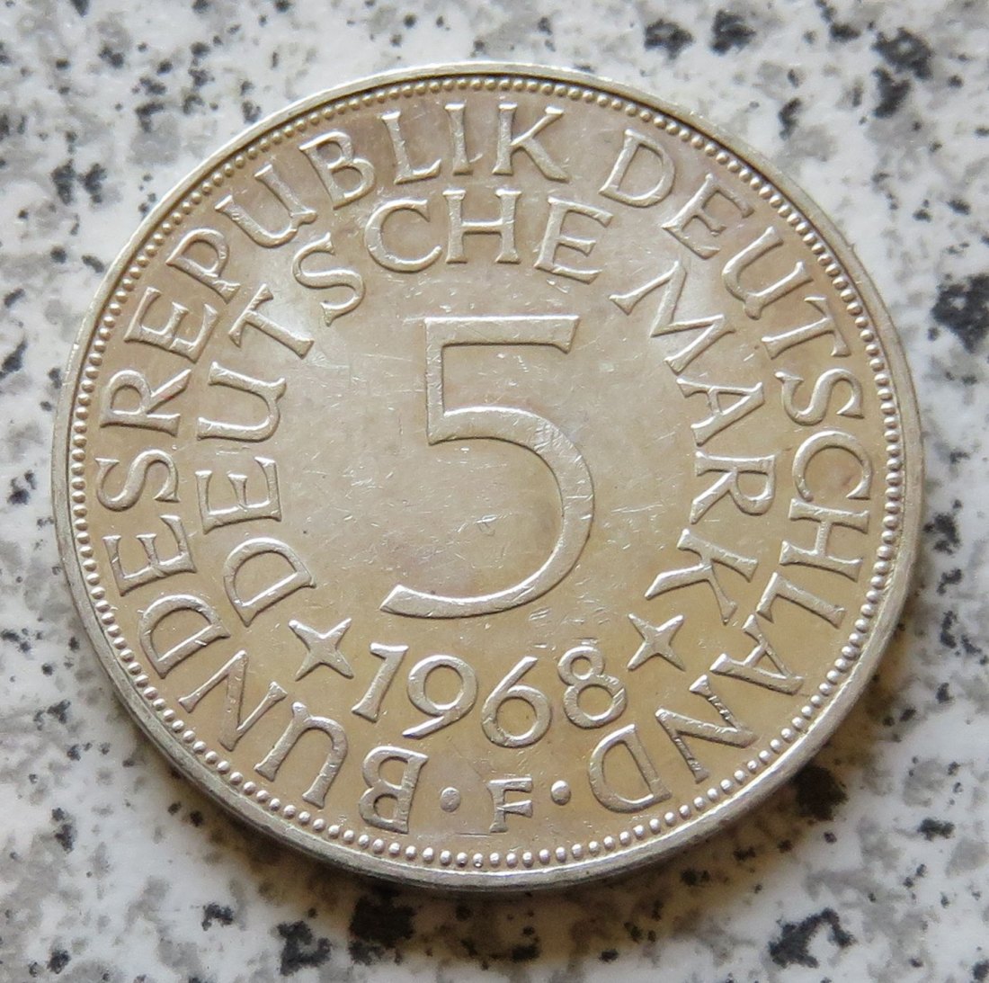  BRD 5 DM 1968 F (Heiermann oder Silberadler)   