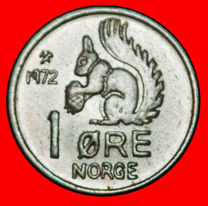 Ⰶ SQUIRREL (1958-1972): NORWAY ★ 1 ORE 1972! OLAV V (1957-1991)★ LOW START ★ NO RESERVE!