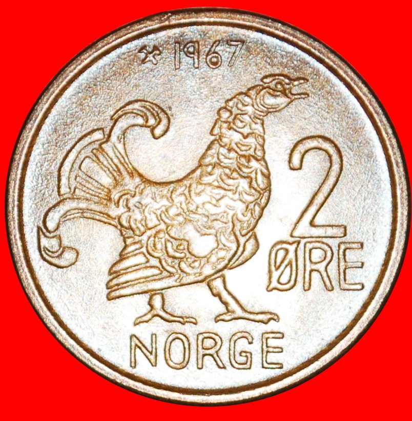  Ⰶ VOGEL (1958-1972): NORWEGEN ★ 2 OERE 1967! OLAV V. (1957-1991) ENTDECKUNG MÜNZE! ★OHNE VORBEHALT!   