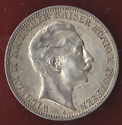  Preussen 3 Mark Wilhelm II 1910 Münzankauf Koblenz Frank Maurer AK 15   