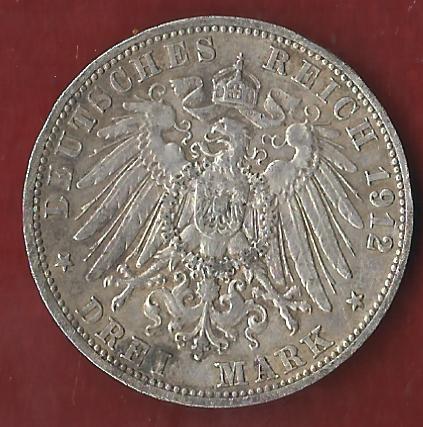  Baden 3 Mark  1912 Münzankauf Koblenz Frank Maurer AK 16   