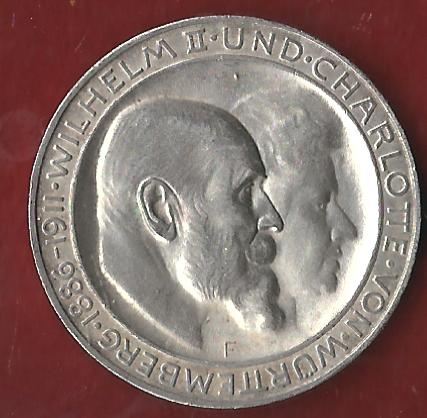  Wuerttemberg 3 Mark Hochzeit 1911 Münzankauf Koblenz Frank Maurer AK 17   