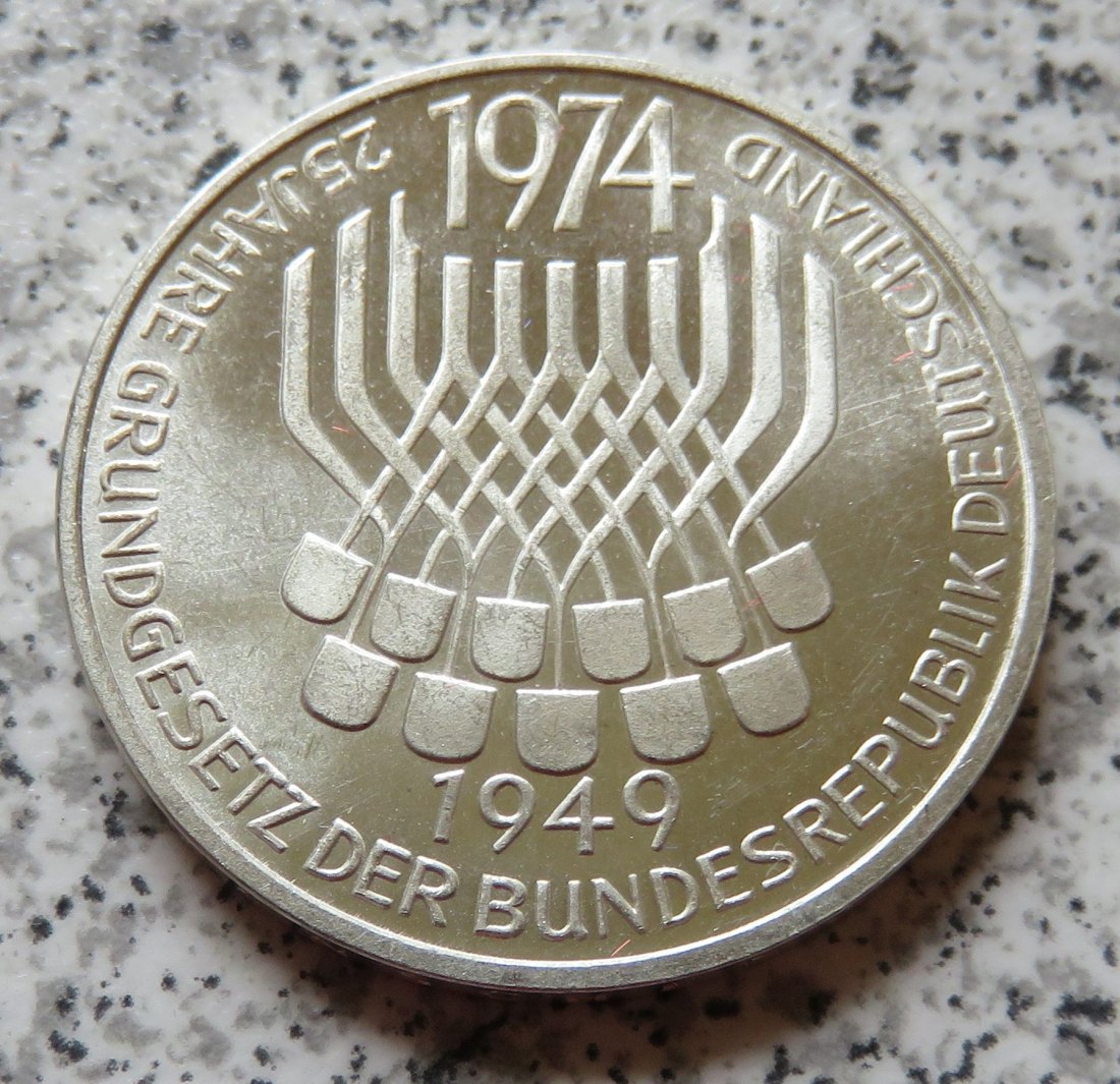  BRD 5 DM 1974 F 25 Jahre Grundgesetz   