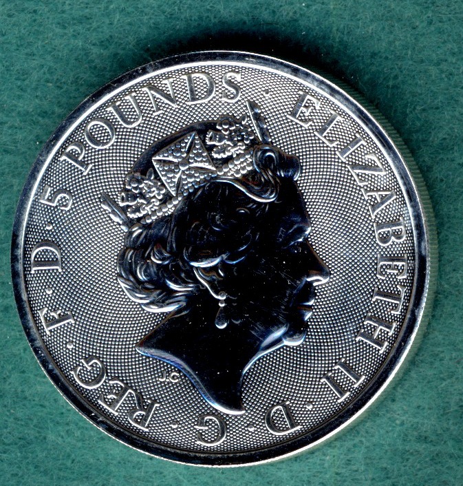  Großbritannien, 5 Pounds 2018, Queens Beasts - Unicorn of Scottland, 2 oz. Silber   
