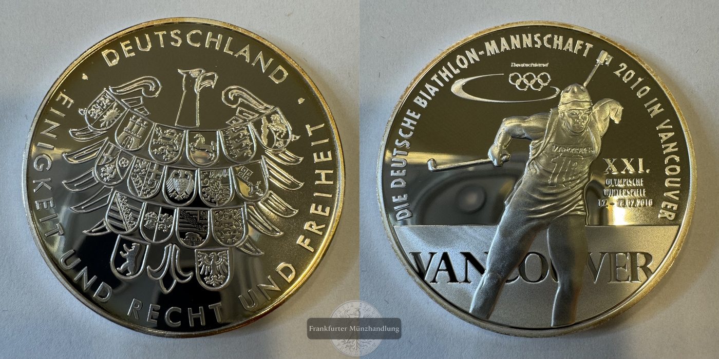  Deutschland Medaille Vancouver 2010 FM-Frankfurt Silberraugewicht: 22,7g   