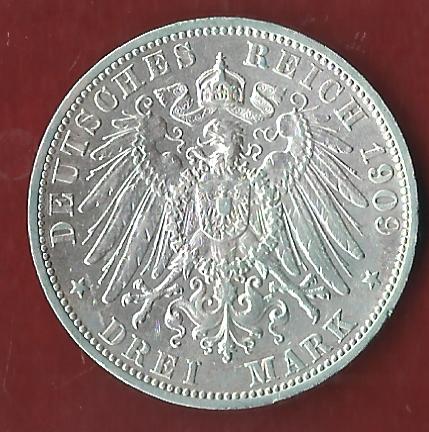  Baden 3 Mark 1909 Münzankauf Koblenz Frank Maurer AK 21   