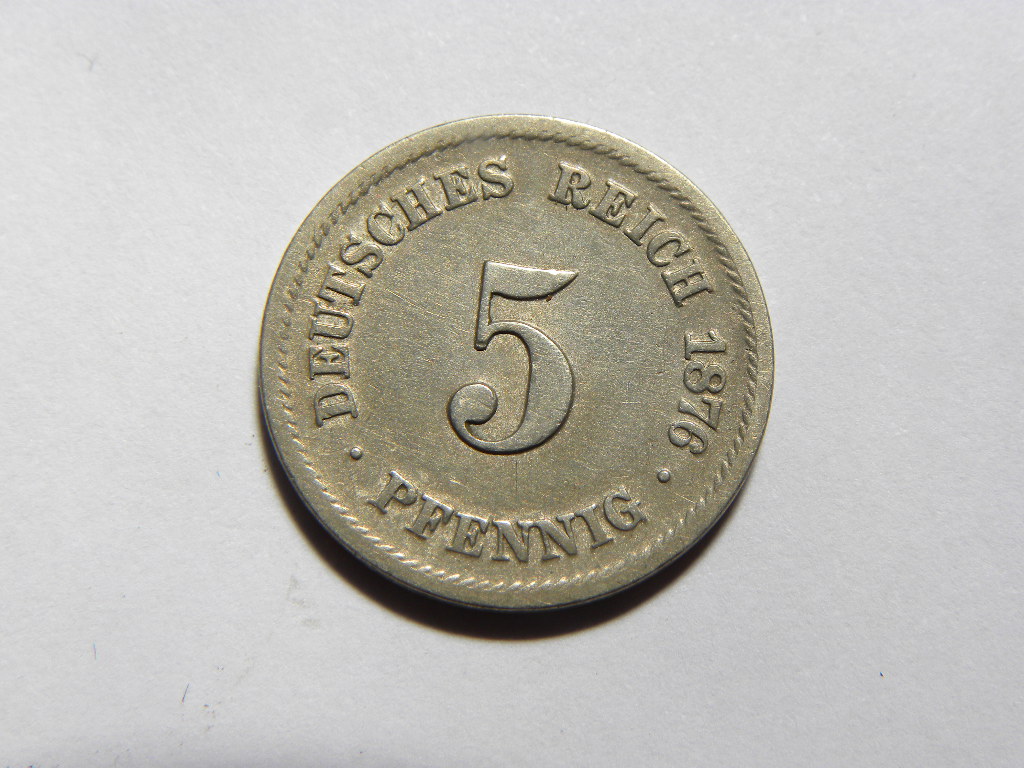  Deutschland Kaiserreich 5 Pfennig 1876 F, ss   