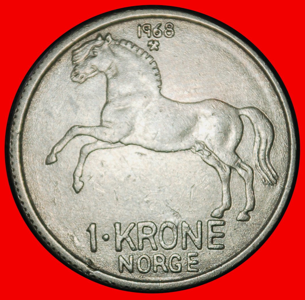 Ⰶ PFERD (1958-1973): NORWEGEN ★ 1 KRONE 1968 ENTDECKUNG MÜNZE! OLAV V. (1957-1991) ★OHNE VORBEHALT!