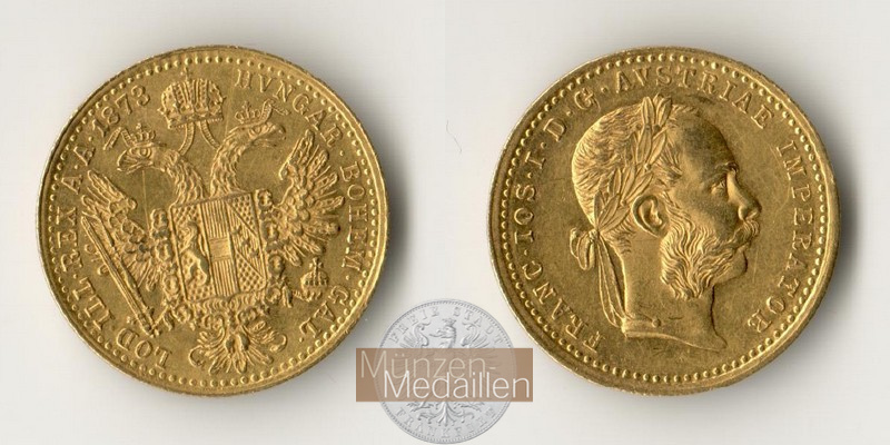 Österreich-Ungarn, Franz Joseph I. MM-Frankfurt Feingold: 3,44g Dukat 1873 