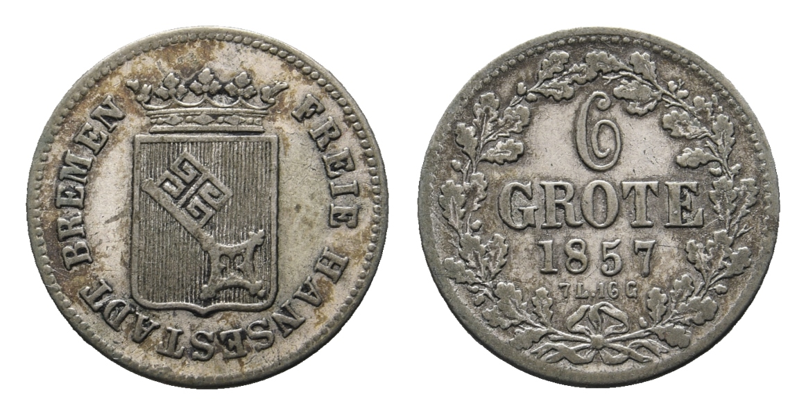  Altdeutschland; Bremen; Kleinmünze 1857   