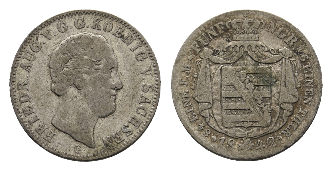  Altdeutschland; Sachsen; Kleinmünze 1842   