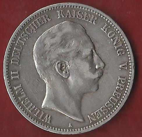  Preussen  5 Mark Wilhelm II 1903 Münzankauf Koblenz Frank Maurer AK 31   