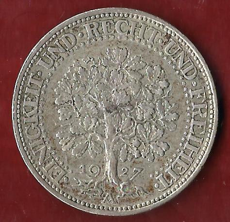  Weimar 5 Mark Eichbaum 1927 A ss Münzankauf Koblenz Frank Maurer AK 33   