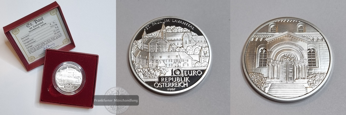  Österreich 10 Euro 2007 St. Paul im Lavanttal FM-Frankfurt Feinsilber: 16g   