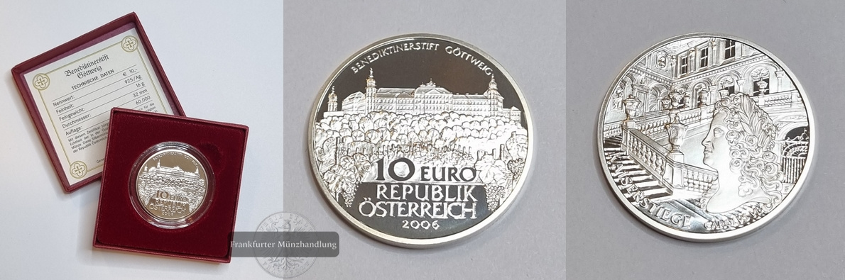  Österreich 10 Euro 2006 Stift Göttweig FM-Frankfurt Feinsilber: 16g   