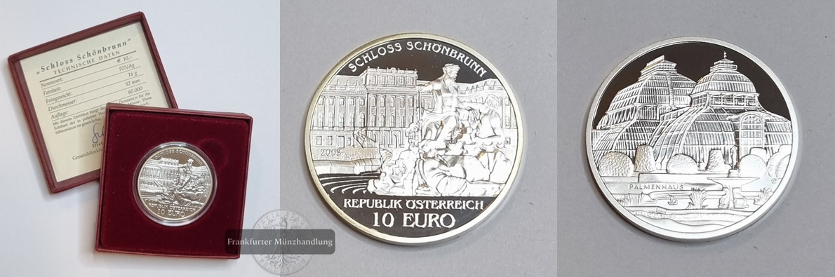  Österreich 10 Euro 2003 Schloss Schönnbrunn FM-Frankfurt Feinsilber: 16g   
