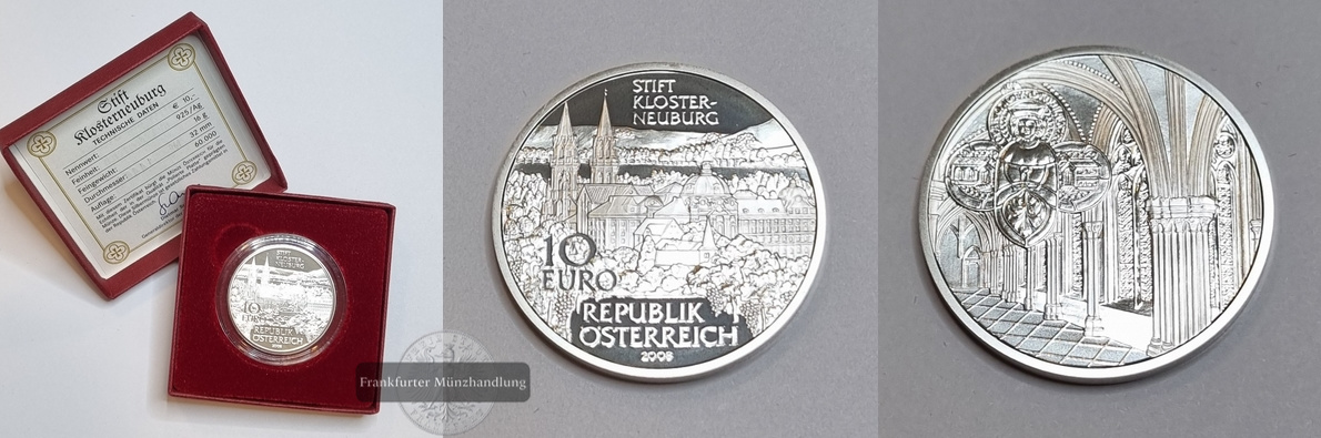  Österreich 10 Euro 2008 Stift Klosterneuburg FM-Frankfurt Feinsilber: 16g   