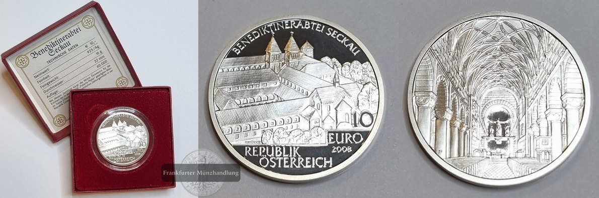  Österreich 10 Euro 2008 Abtei Seckau FM-Frankfurt Feinsilber: 16g   