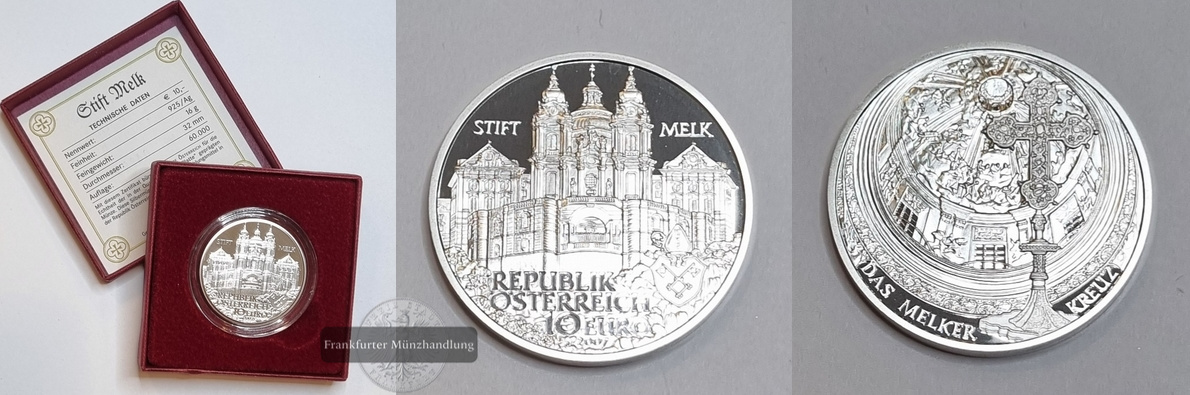  Österreich 10 Euro 2007 Stift Melk FM-Frankfurt Feinsilber: 16g   
