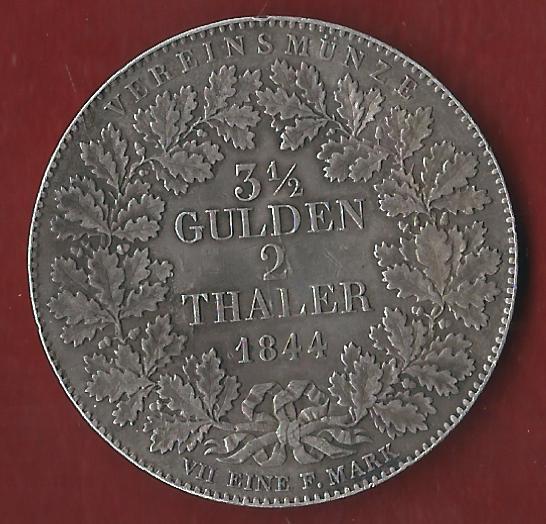  Frankfurt 2 Thaler 1844 Münzankauf Koblenz Frank Maurer AK 40   
