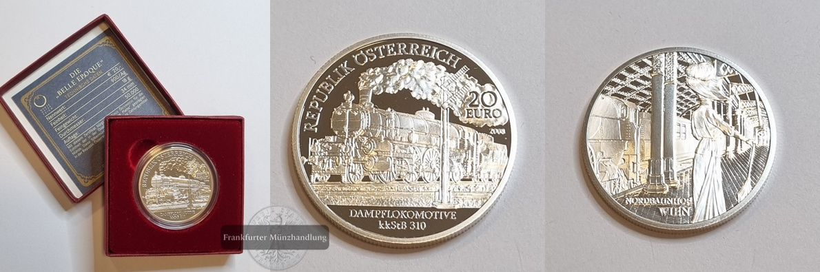  Österreich 20 Euro 2008 Belle Epoque FM-Frankfurt Feinsilber: 18g   
