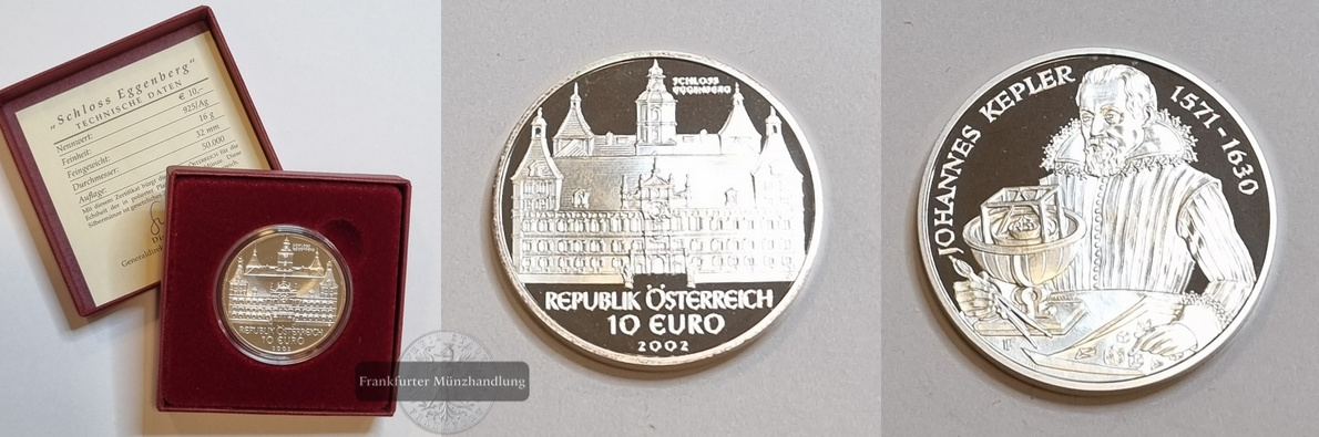  Österreich 10 Euro 2002 Schloss Eggenberg FM-Frankfurt Feinsilber: 16g   