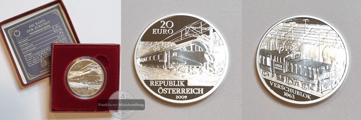  Österreich 20 Euro 2009 Österreichische Eisenbahnen FM-Frankfurt Feinsilber: 18g   