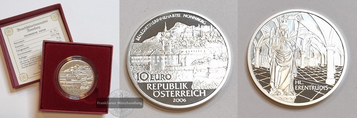  Österreich 10 Euro 2006 Stift Nonnberg FM-Frankfurt Feinsilber: 16g   