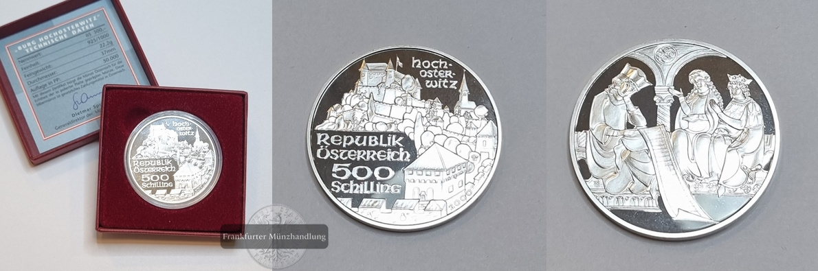  Österreich 500 Schilling 2000 Hochosterwitz FM-Frankfurt Feinsilber: 22,2g   