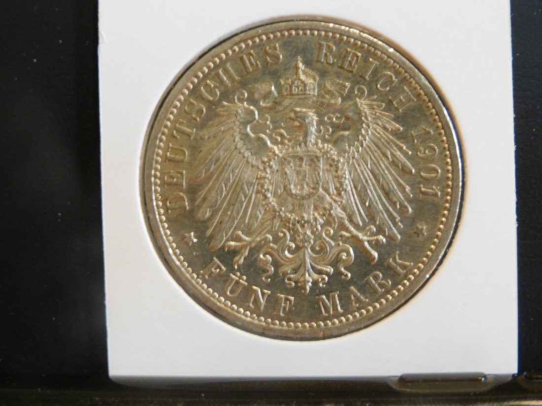  GERMANY 5 MARK 1901 PRUSSIA.GRADE-PLEASE SEE PHOTOS.   
