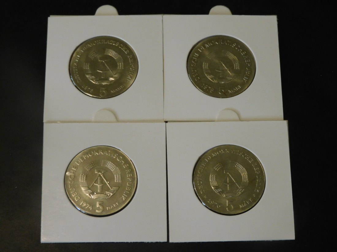 GERMANY 4X 5 MARK 1974-75[X2]-76 DDR.GRADE-PLEASE SEE PHOTOS.   