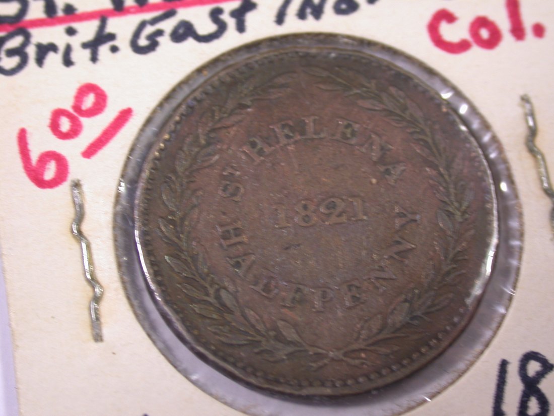 J20 St.Helena Napoleon 1/2 Penny 1821 !! f.ss Originalbilder