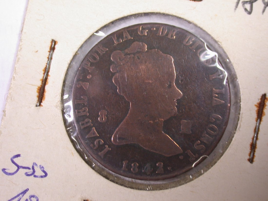 J20 Spanien 8 Maravedis 1842 in s-ss Originalbilder
