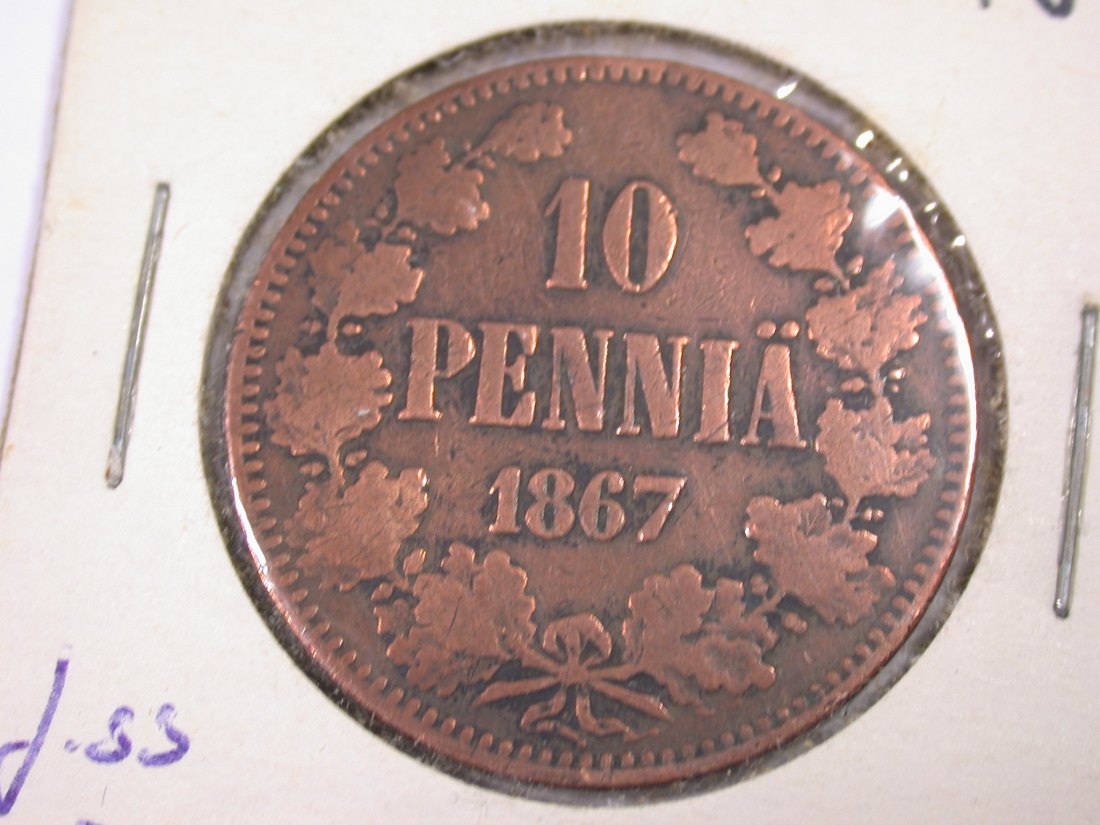 J20 Finnland unter Rußland 10 Penniä 1867 in f.ss Originalbilder