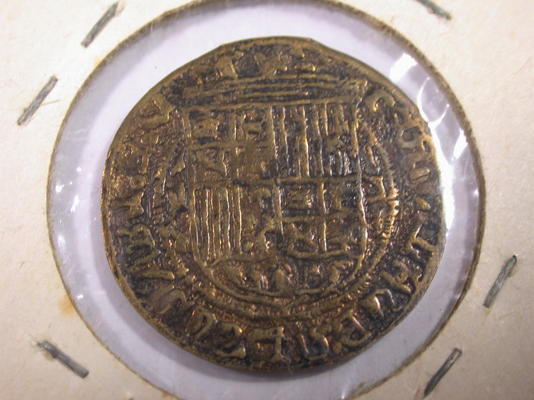  J20  Spanien 1 Real 1414-1504 in Messing zeitgen. Fälschung?   Originalbilder   