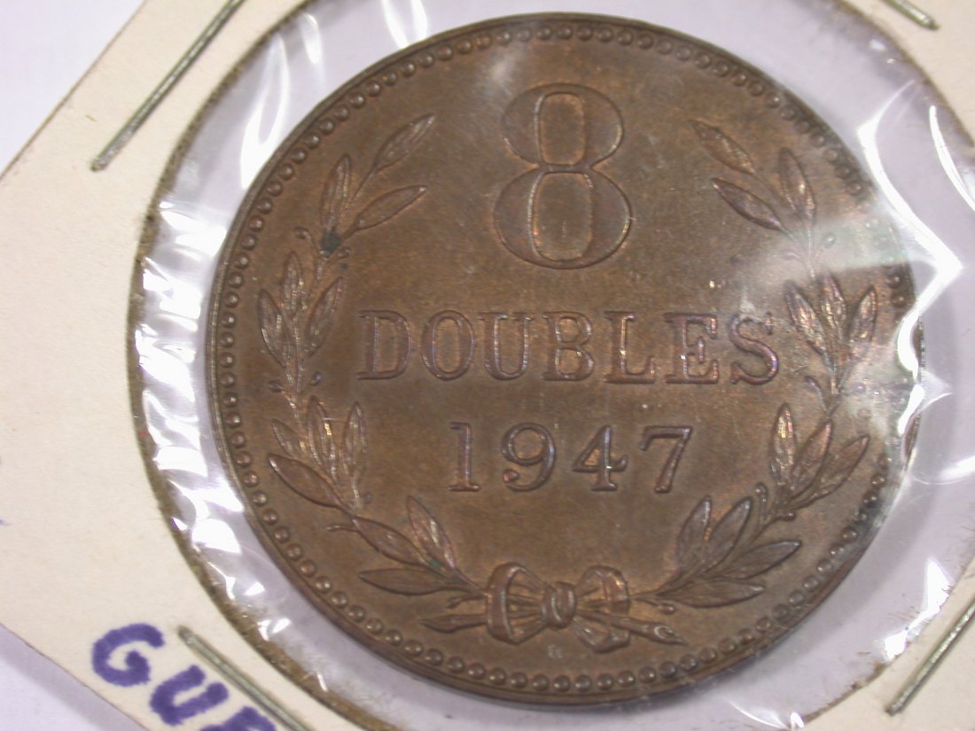 J20 Guernsey 8 Doubles 1947 in vz+ Originalbilder