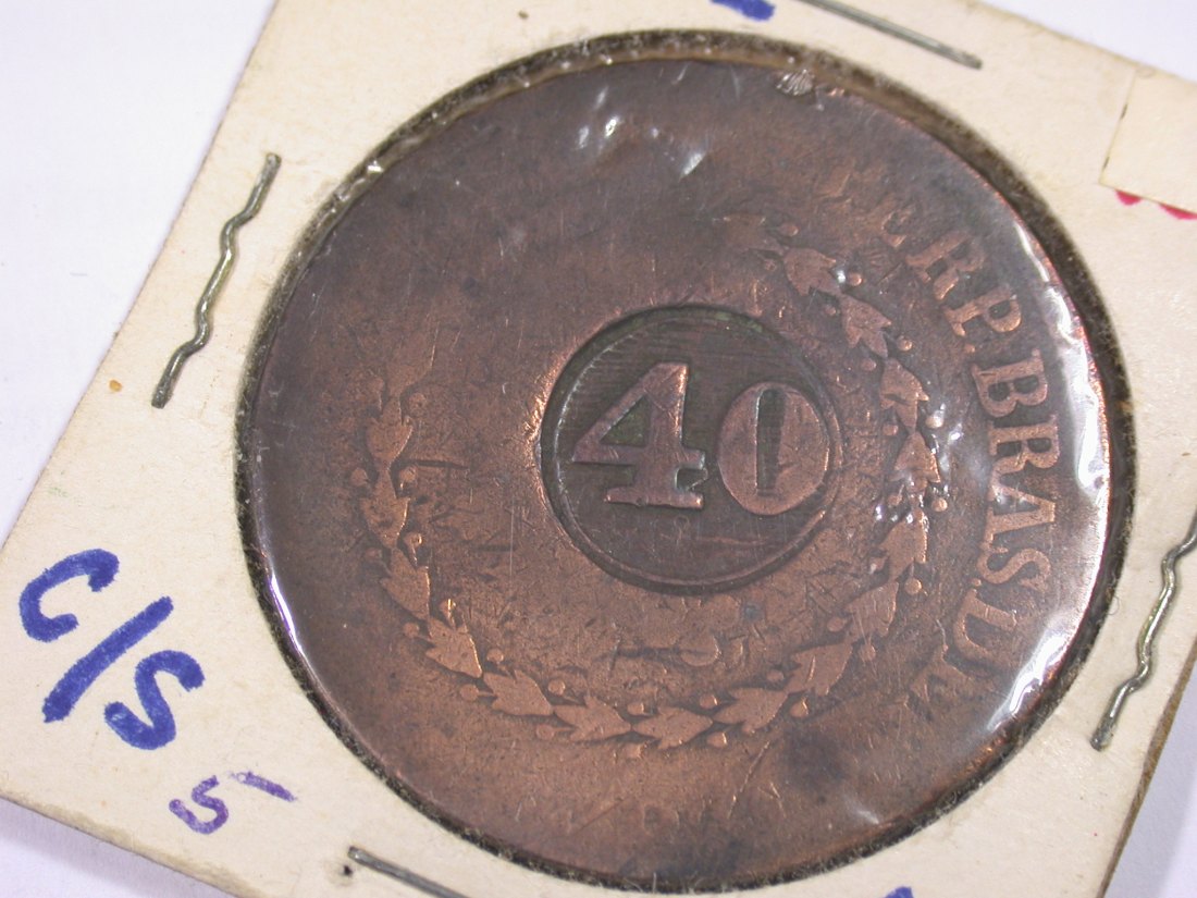 J20 Brasilien 80 Reis mit Gegenstempel Originalbilder
