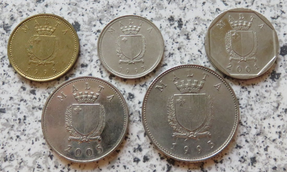  Malta 1 Cent bis 25 Cent, kleines Lot   