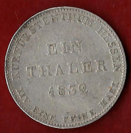  Hessen 1 Thaler 1832 Münzankauf Koblenz Frank Maurer AK 44   