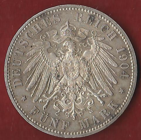  Hessen 5 Mark 1904 vz-st Münzankauf Koblenz Frank Maurer AK 47   