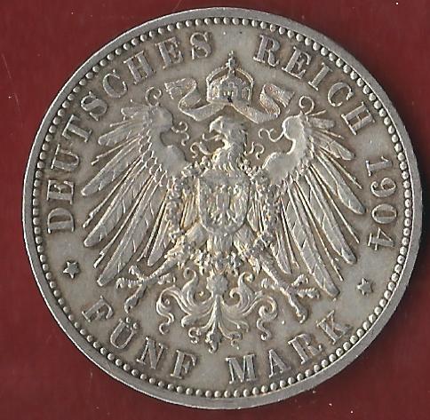  Sachsen 5 Mark auf den Tod 1904 vz+ Münzankauf Koblenz Frank Maurer AK 49   
