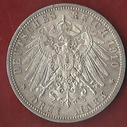  Sachsen Sachsen-Weimar-Eisenach 3 Mark 1910 A vz-st Münzankauf Koblenz Frank Maurer AK 50   