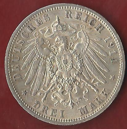  Anhalt 3 Mark 1914 vz-st Münzankauf Koblenz Frank Maurer AK 51   