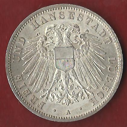  Lübeck 3 Mark 1913 -st Münzankauf Koblenz Frank Maurer AK 52   