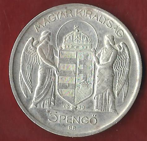  5 Pengo Ungarn 1939 Münzankauf Koblenz Frank Maurer AK 57   
